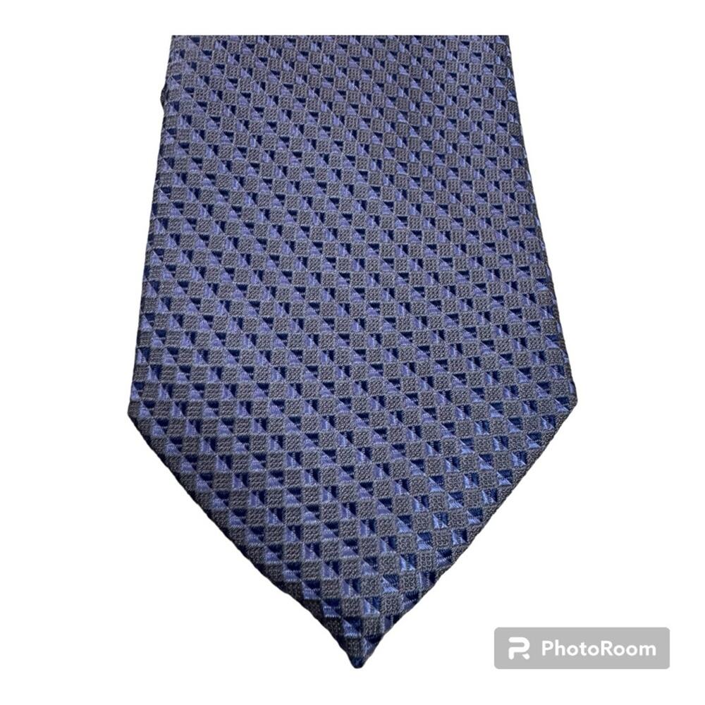 MICHAEL Michael Kors Men’s Tie Blue Square Details 100% Silk Elegant Office
